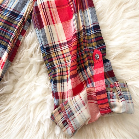 Honey Punch 3/4 Sleeve Fall Colored V-neck 3/4 button down front blouse Size S - Picture 8 of 10